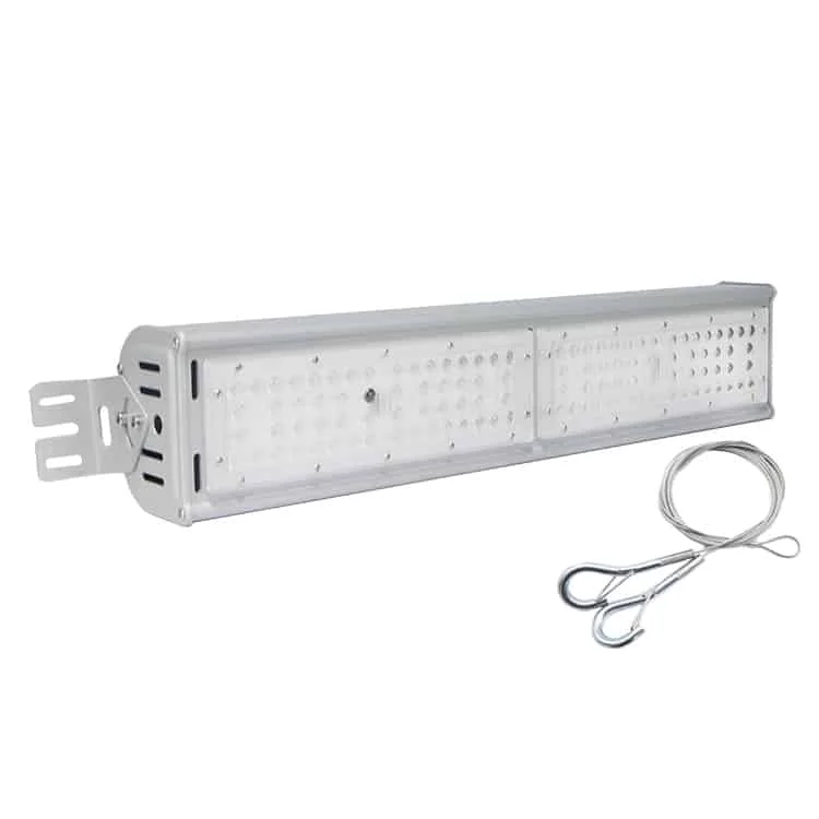 Luminárias LED industriais lineares de 2/4/5 pés e 50–250 W