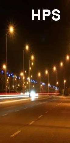 Exemplo de iluminação pública com vapor de sódio de alta pressão