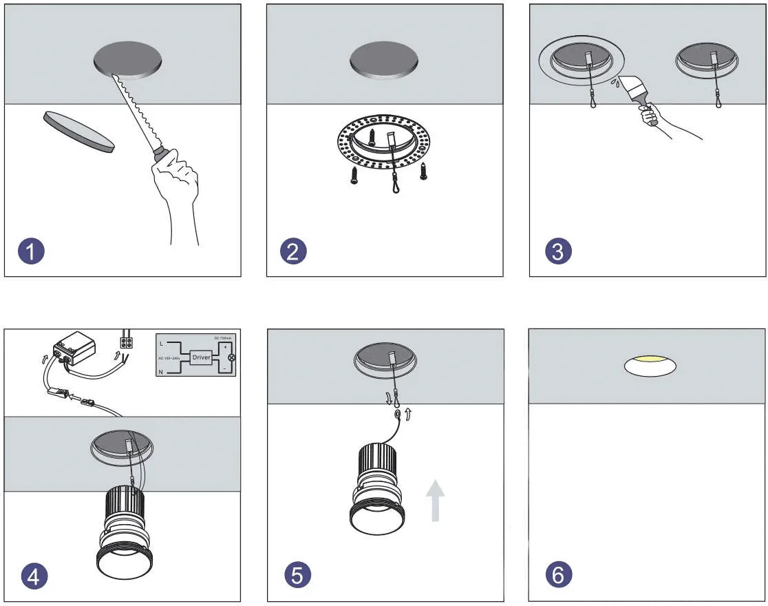 Guia de instalação dos downlights sem borda