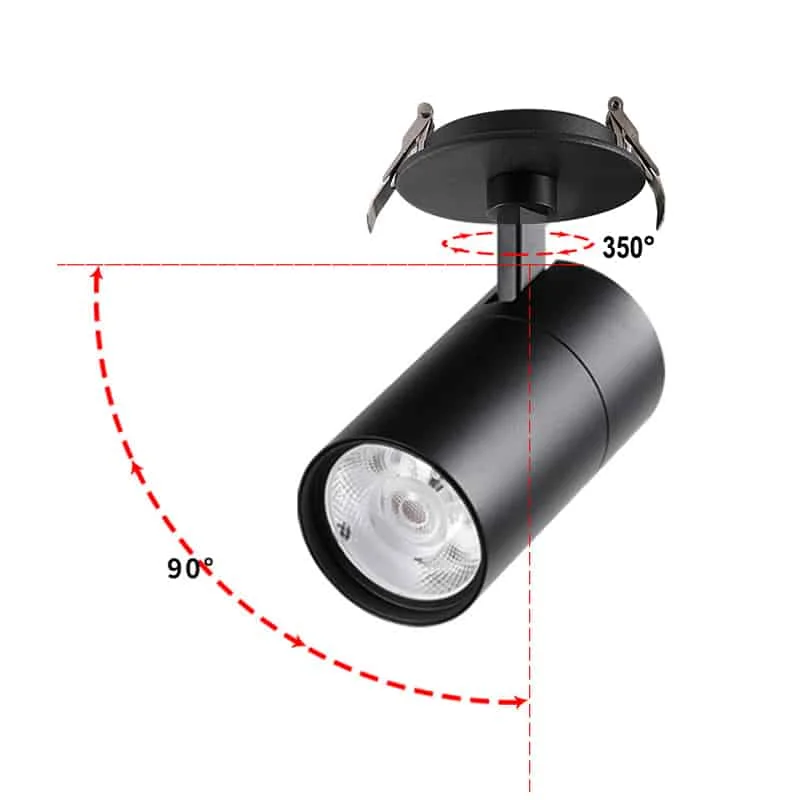 Spots direcionáveis de embutir de 7W a 30W