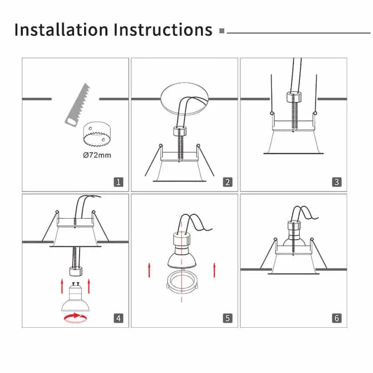 Instalação de downlights GU10