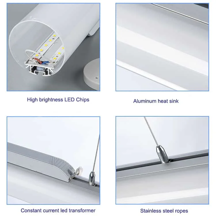 Componentes da luminária linear pendente