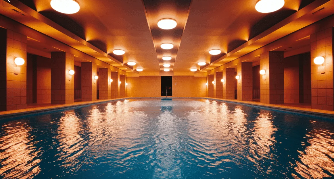 Iluminação de piscinas cobertas