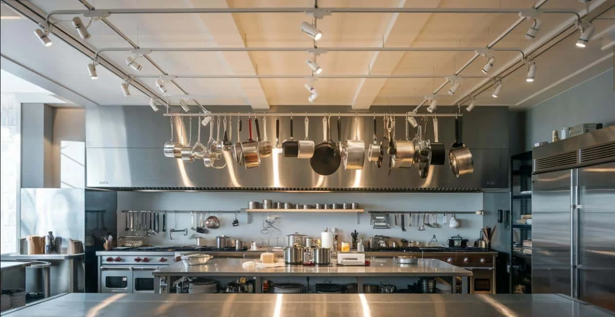 Iluminação de cozinha com trilhos