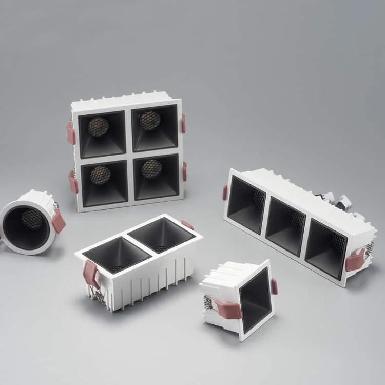 Downlights DLG-A com colmeia e um a quatro spots