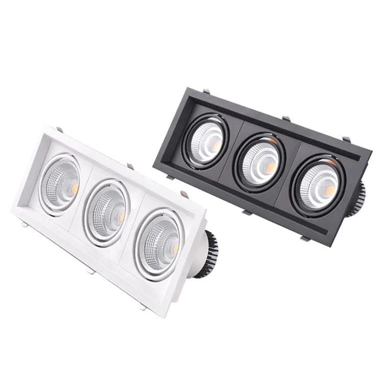 Downlights LED retangulares triplos de 21–90 W