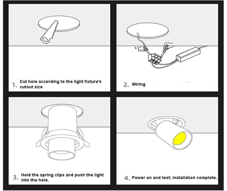 Instalação do downlight extraível