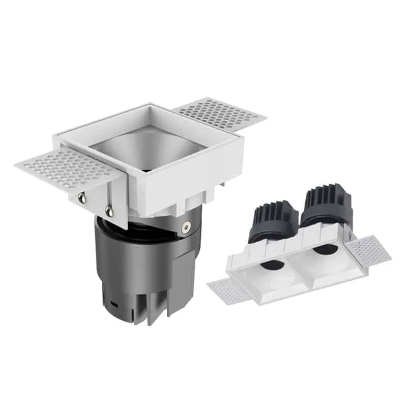 Downlights quadrados sem borda com um ou dois spots