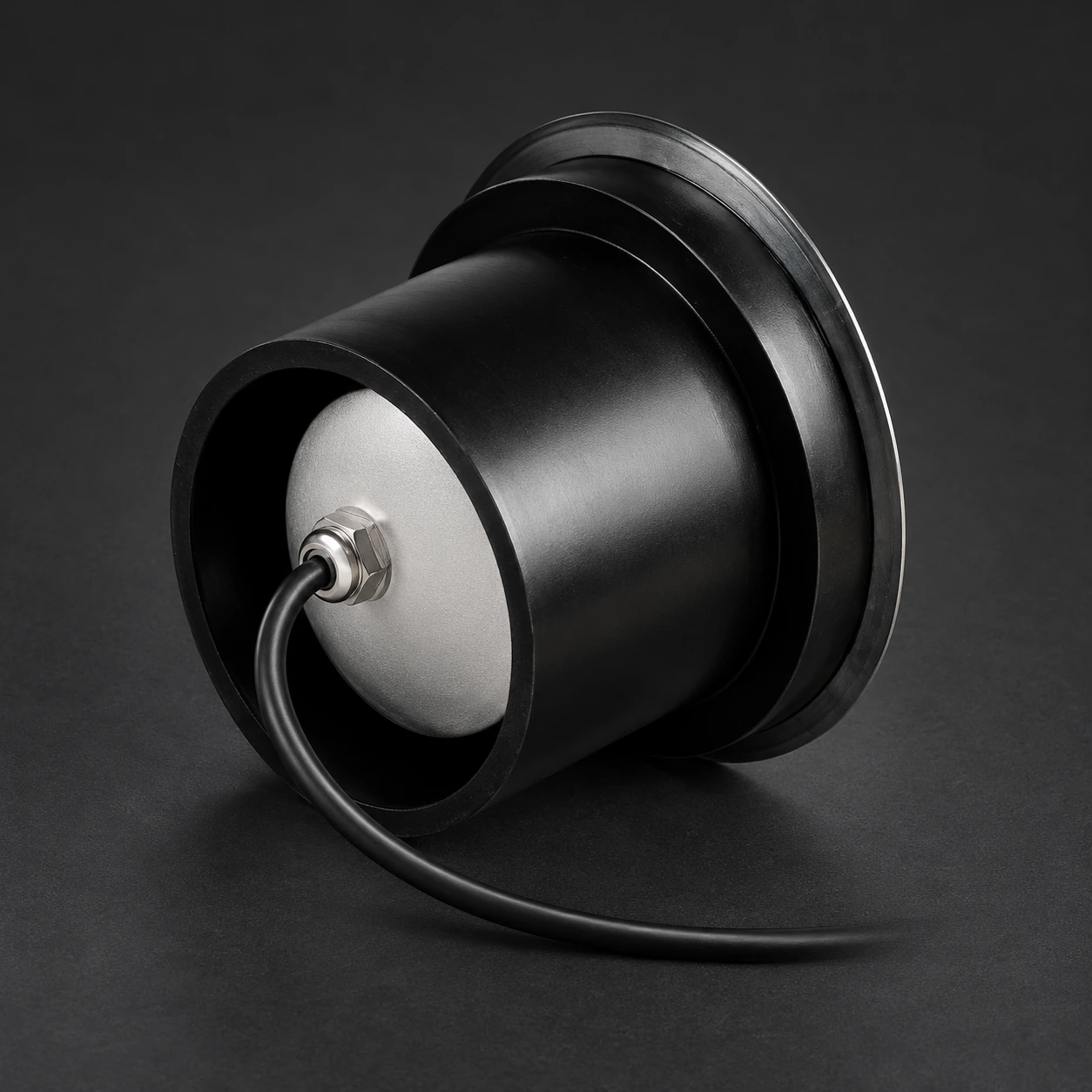 black recessed underwater light rear cap and cable gland