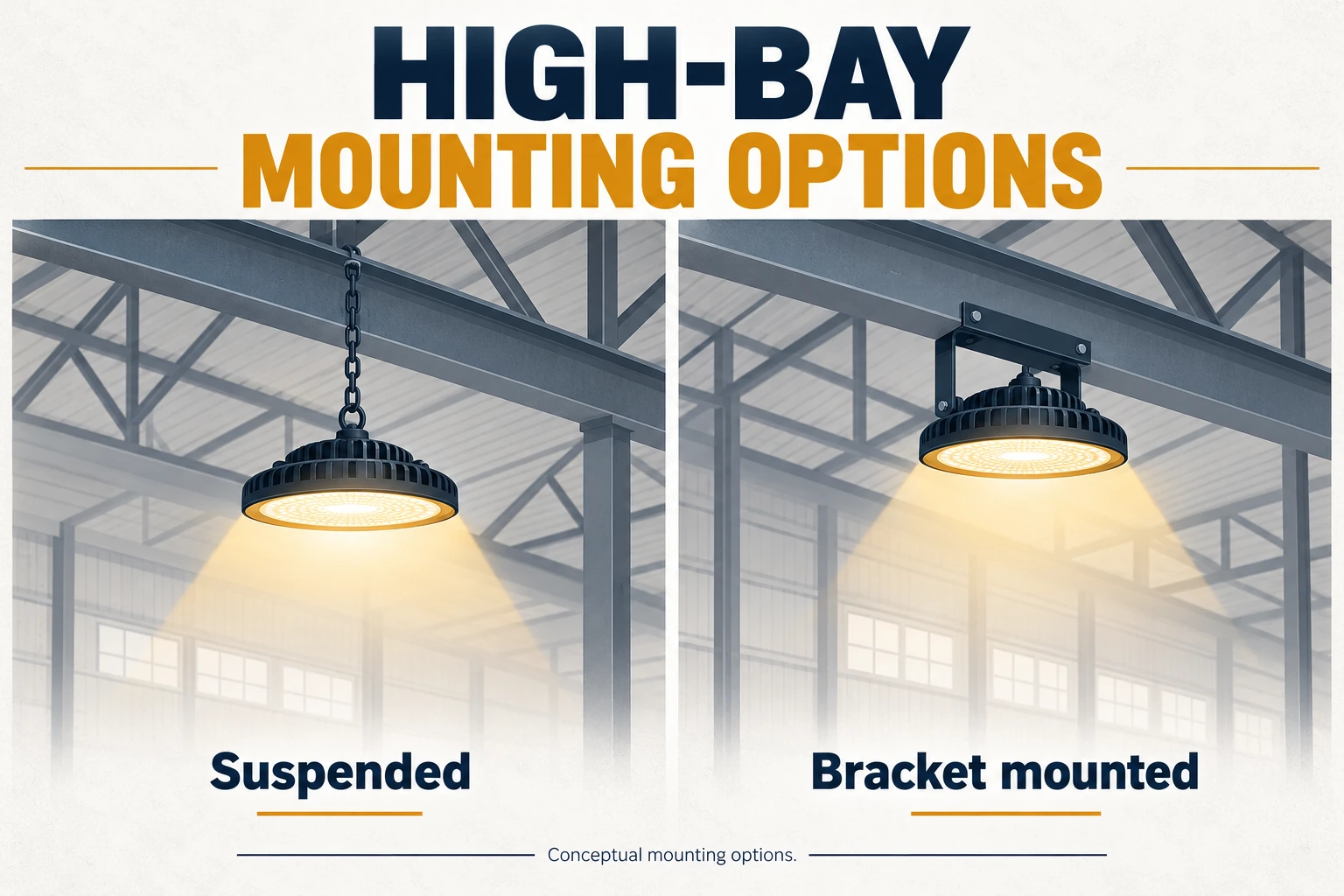 high bay hanging and bracket installation