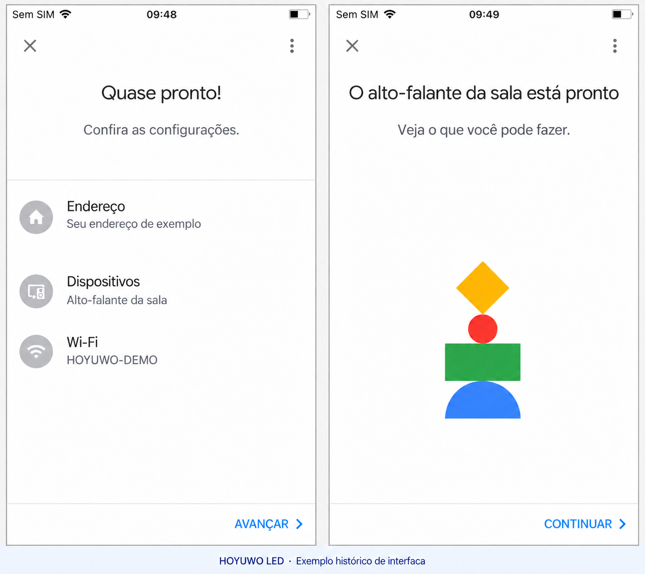 Resumo e conclusão da configuração na antiga interface do Google Home