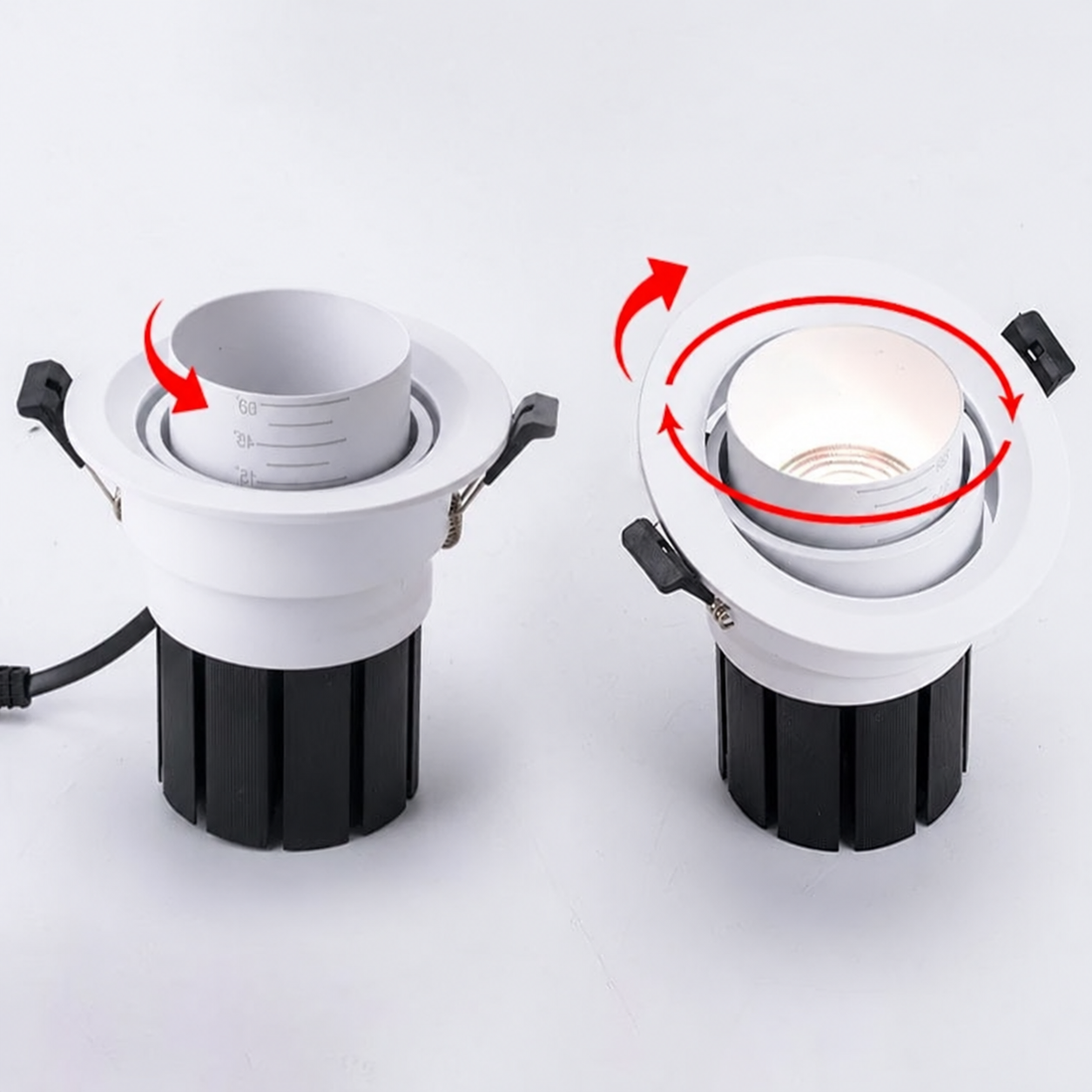 HOYUWO LED — Ângulo do feixe de 15° a 60° · Orientação ajustável em 30°