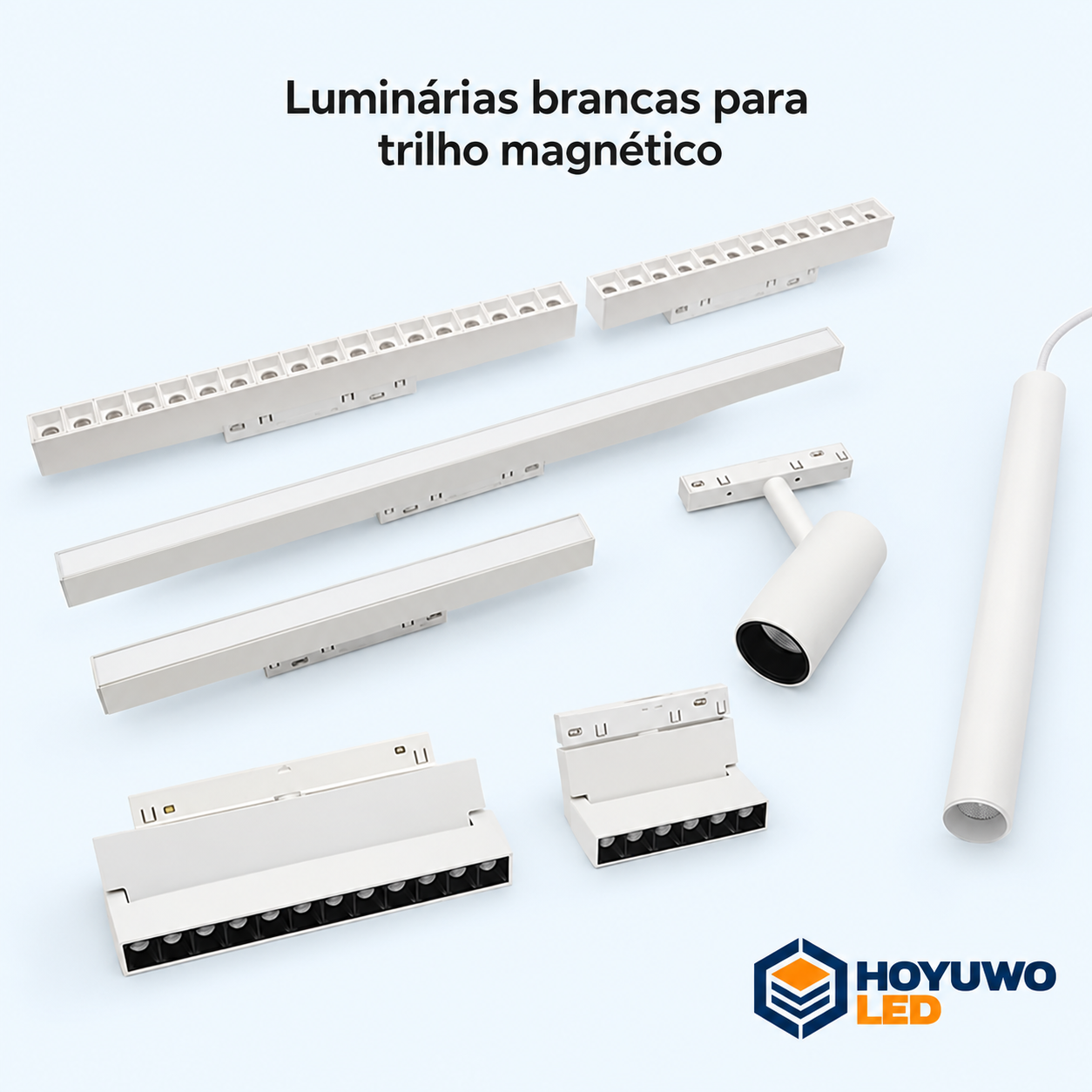 luminárias brancas de 48VCC para trilho magnético