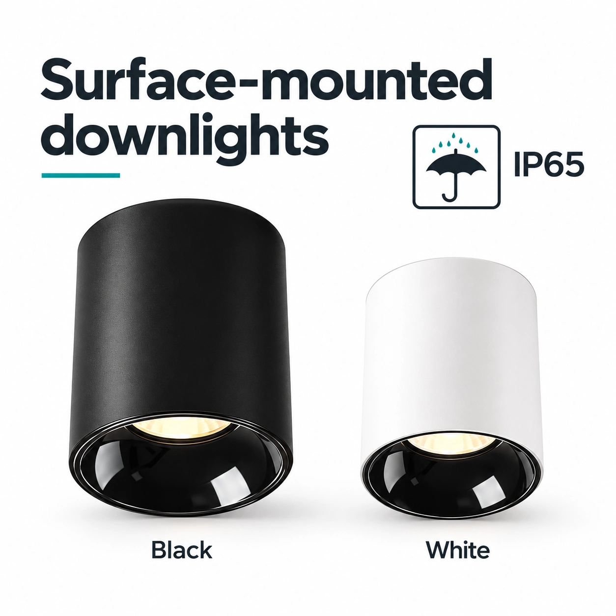 Downlight cilíndrico IP65 de sobrepor